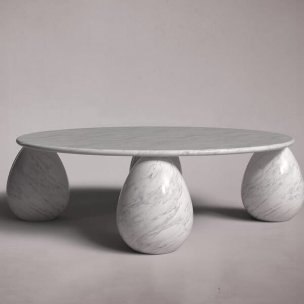 TWD Luna Blanc Sculpted Marble Coffee Table